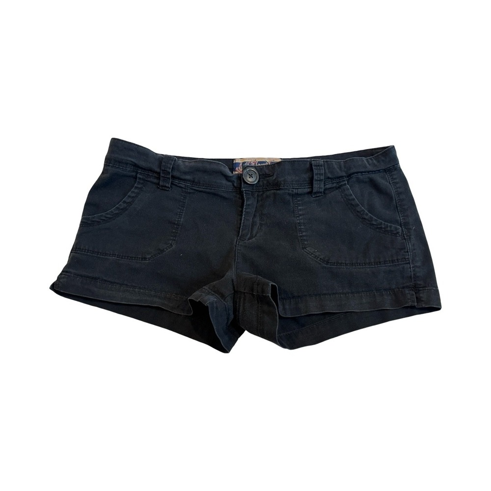WallFlower Womens Black Denim Mini Micro Shorts Low Rise Size 11